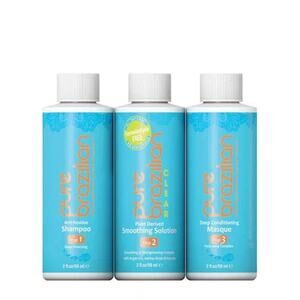 PURE BRAZILIAN Clear Solution Mini Salon Kit Shampoo, Smoothing Solution, Mask